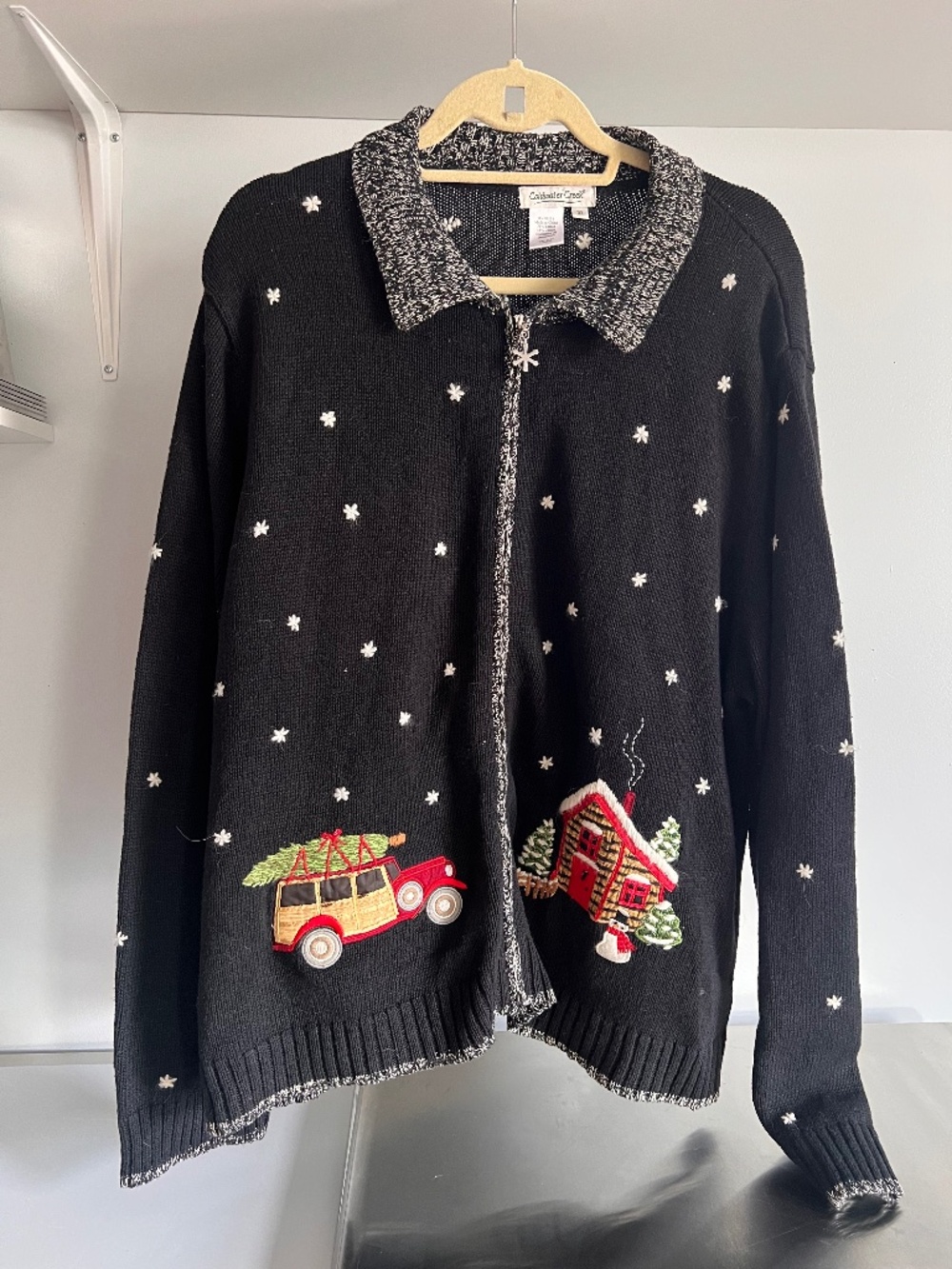 Coldwater Creek Christmas Sweater with Zip-Up Closure